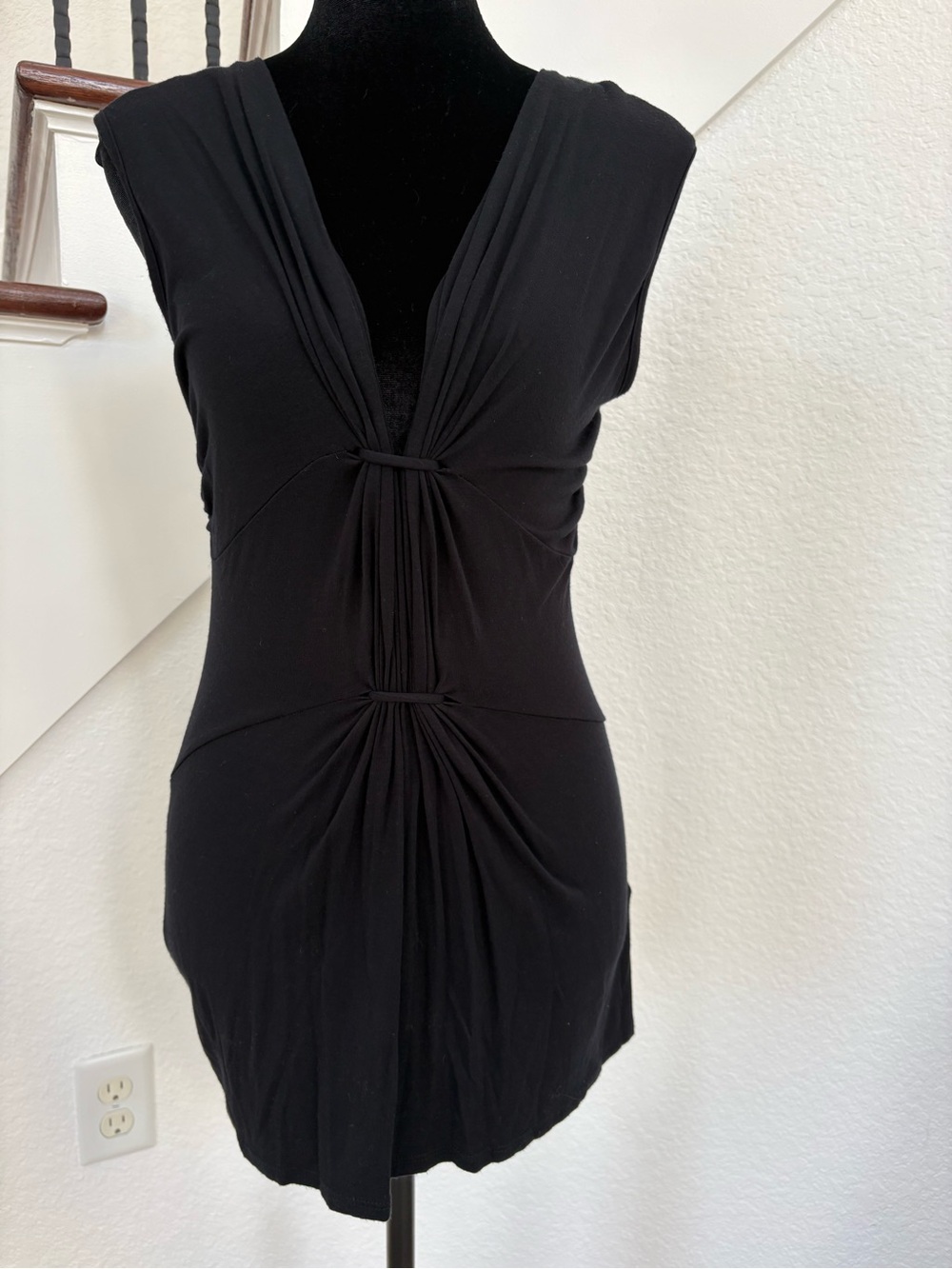 Robin K Black Sleeveless Twist Front Top with Heart Charm